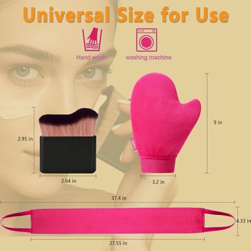 4-Pcs Self Tanning Mitt Set with Back Applicator & Brush