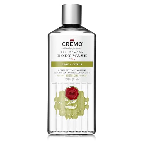 Cremo Rich-Lathering Sage & Citrus Body Wash for Men, A Revitalizing Combination of Bright Mandarin, Dry Herbs and White Cedar, 16 Fl Oz