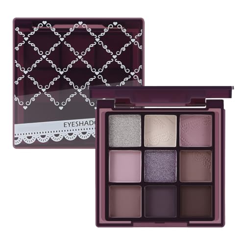 Purple Eyeshadow Palette - 9 Colors, Matte & Shimmer