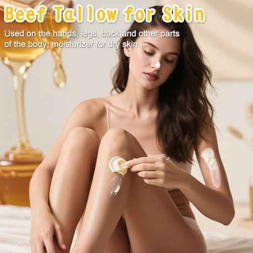 IIIMEIDU Beef Tallow for Skin, Tallow and Honey Balm for Face Moisturizer Balm, 100% Natural Organic Grass-Fed Beef, Honey, Vitamin E Oil for Body & Face (2.1 Oz)