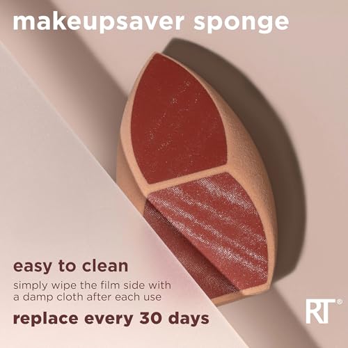 Real Techniques Makeupsaver Sponge, Makeup Blender Sponge For Liquid & Cream Formulations, Natural Finish & Reduces Makeup Waste, Targeted Application, Cruelty & Latex-Free, 1 Count