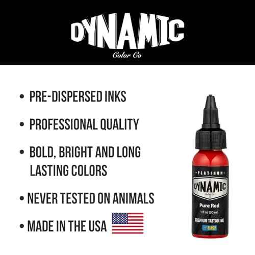 Dynamic Color Co - Platinum Collection Pure Red Tattoo Ink, Reach Compliant Premium Tattoo Ink, Safe for European Regulations, Made in Spain, (1 oz Bottle)