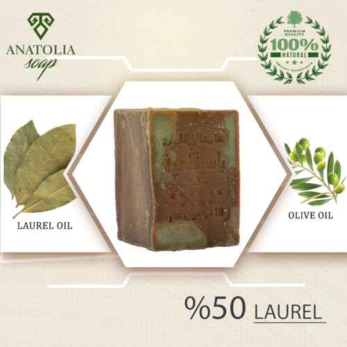 Anatolia Soap Organic Handmade Natural Castille Body For Men Women (1 Pack,%50 Laurel Oil And%50 Olive Oil)