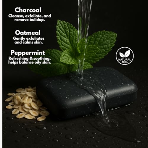 KELEBS Exfoliating Bar Soap for Men | Gentle Scrub Bar for Face & Body With Charcoal & Natural Ingredients | Plastic-Free | 2 Pack
