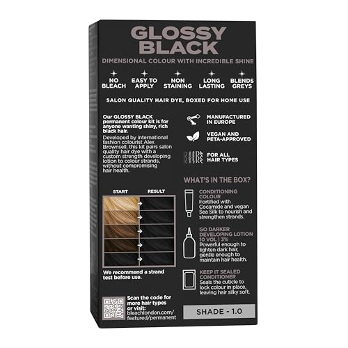 Bleach London Glossy Black Permanent Hair Dye Kit