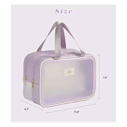 Large Travel Toiletry Bag with Dry Wet Separation? Waterproof Wash Bag for Women, Clear & Matte shower bag for Gym, Overnight, Swimming, and Business Trips