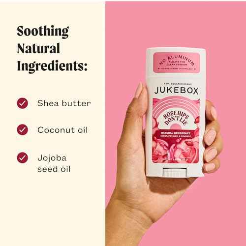 JUKEBOX Natural Deodorant for Women?Rose Hips Don't Lie Scent-Aluminum-Free, No Baking Soda, No Harsh Chemicals, Odor Blocking Technology, Rose, Praline, Lemon Zest-a Dr. Squatch Brand-2.65oz