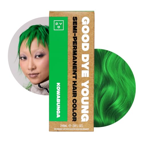 Good Dye Young Semi-Permanent Green Hair Dye - Kowabunga, Lasts 15-24 Washes, Vegan & Cruelty-Free