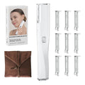 Dermaplane Razor for Women Face, Painless Sonic Dermaplane Tool with 10 Upgraded Micro Mesh Dermaplaning Blades, Women¡¯s Facial Exfoliation & Peach Fuzz Hair Removal System (Off-White)