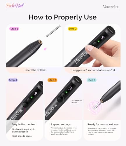 Portable Cordless Nail Drill - PC100GR, 20,000 RPM for Gel Removal & Nail Care