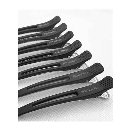12pcs Hair Clips for Styling, Professional Duck Billed Hair Clips, with Non-slip No-Trace Silicone Band Compartments, Hair Sectioning Clips for Hairdresser Home for Unisex (black)