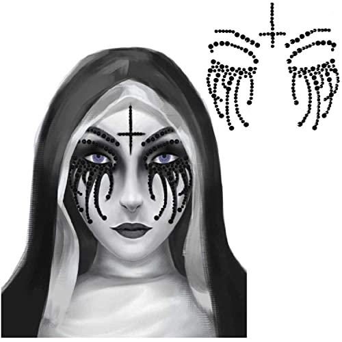 Halloween Nun Costume Accessories Set with Face Tattoo