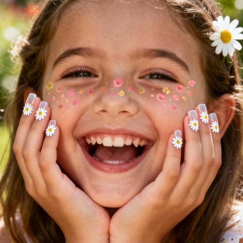 8 Sheet Temporary Face Tattoo Stickers with Glitter Freckles