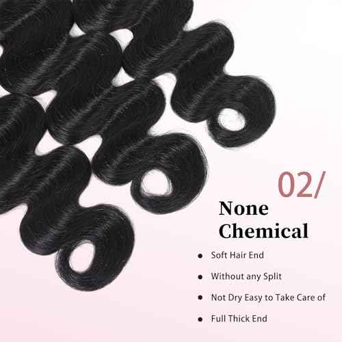 Body Wave Bundles Human Hair 18 20 22 Inch 100% Unprocessed Brazilian Virgin Human Hair Extensions 3 Bundles For Black Women Natural Black