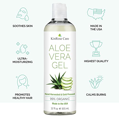 KinRose Care 12oz Pure Aloe Vera Gel - Sunburn & Skin Relief