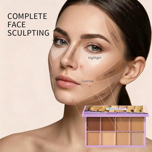 Domality 8-Color Concealer Contouring Palette for Medium to Dark Skin