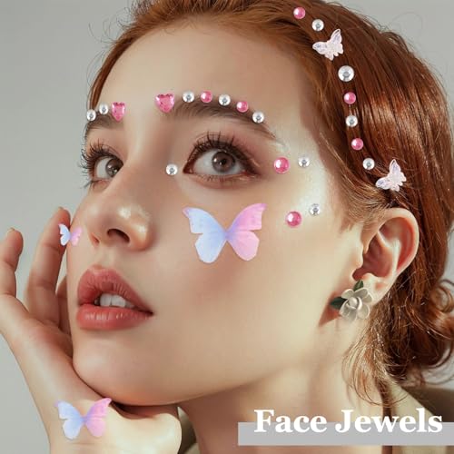 Self-Adhesive Face Gems Rhinestones Stickers - 6 Sheets