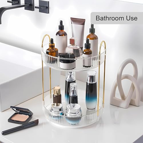360 Rotating Makeup Organizer - 2 Tier Cosmetic Storage