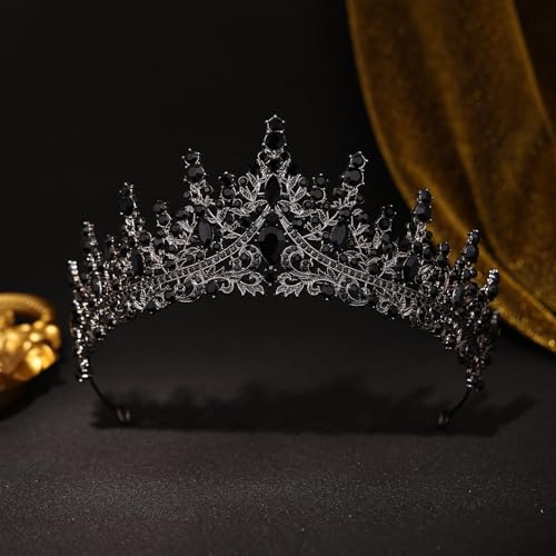 Black Crystal Tiara for Women - Rhinestone Queen Crown