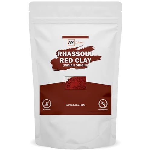 100% Natural Rhassoul Clay Powder (Indian Origin) for Hair Masks, Scrubs, Creams and Soap Making 0.5 LBS / 227 GMS (Red)