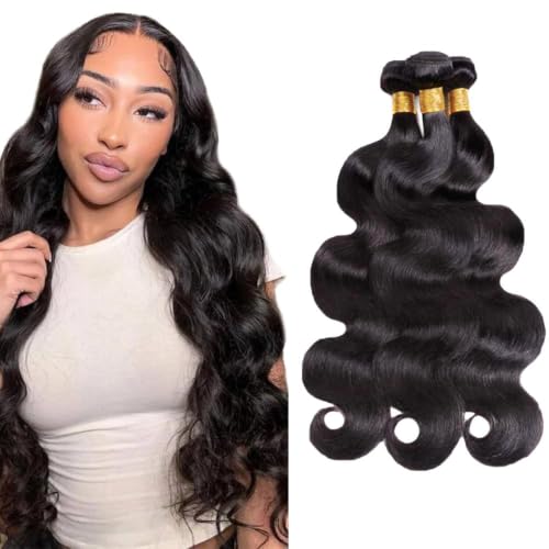 #1B Body Wave Human Hair Bundles - 30, 32, 34 Inch, 3 Pack