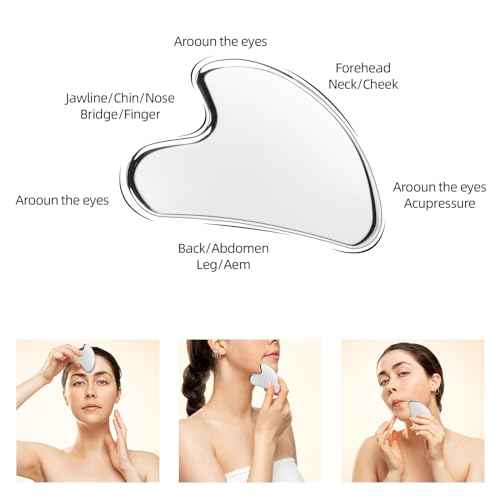 BTYMS Gua Sha Facial Tools, 2 Pcs Heart Shaped Guasha Tool Stainless Steel Face Sculpting Tool