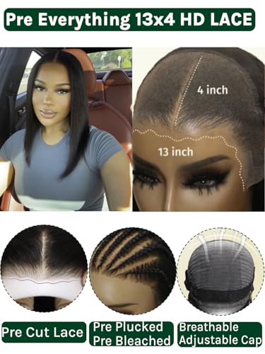KLAIYI Glueless Yaki Straight Bob Wig 12-Inch - Easy Wear