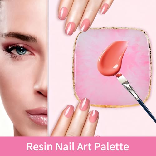 MixPeak Resin Nail Art Palette Set - 2 Pcs Gold Edge (Pink & Green)