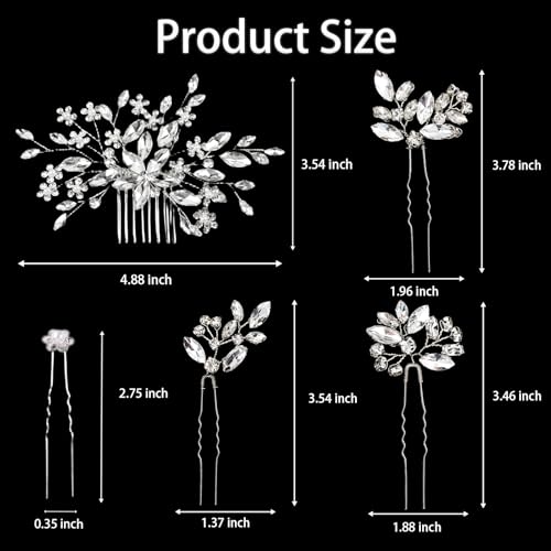 SHEHARUHI Silver Classic Bridal Hair Pins Set - 10 pcs Rhinestone & Crystal Hair Accessories for Wedding, Bridesmaids & Flower Girls