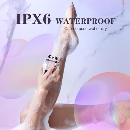 Electric Razors for Women Legs: 5-in-1 Electric Shaver with 7D Head - IPX6 Waterproof Wet Dry Hair Remover with LED Display & Travel Lock for Face Bikini (White Pink)