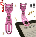 Pink Rechargeable Kids Book Light with Clip & Dimmable LED for Bedtime Reading - Portable & Eye-Caring