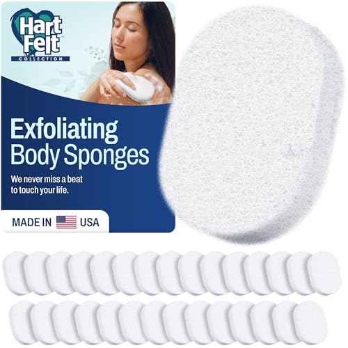 HartFelt Bath Sponges for Shower | Oval Body Wash Scrubber for Exfoliating Skin | Clean and Refresh Body, Back & Arms | Chemical-Free Body Sponge | Made in USA - Pack of 30