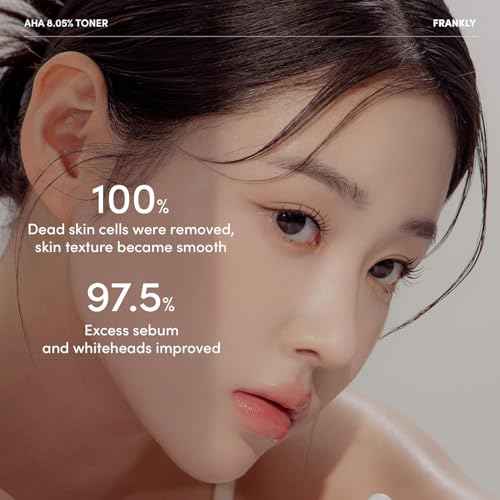 FRANKLY AHA 8.05% Toner | Pore-Refining Exfoliator with Glycolic Acid, 17 Amino Acids, Hyaluronic Acid | Smooths Texture, Hydrates, Targets Flakiness | Korean Skin Care 3.38 fl oz