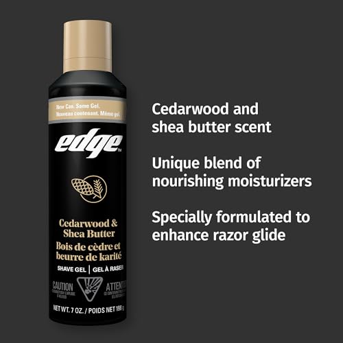 Edge Shave Gel for Men Cedarwood & Shea Butter 7oz (3 Pack) – Moisturizing, Protective