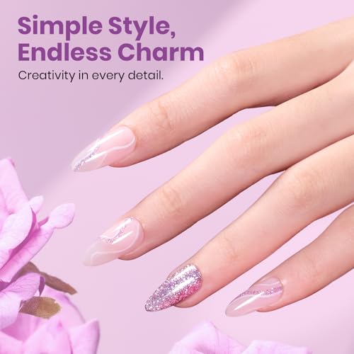 Beetles Purple Gel Nail Polish - Shimmery Purple Glitter, 15ML, Rose Quartz Glow Variant