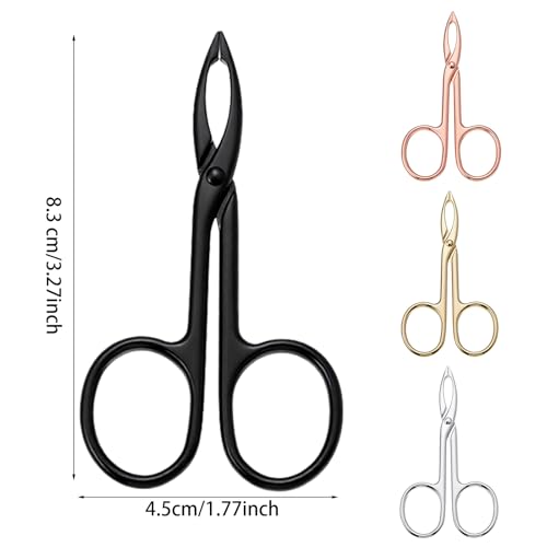 4Pcs Tweezers Scissor Handle, Straight Tip Scissor Shaped Eyebrows Tweezers, Stainless Flat Hair Plucker for Women Man Remover Facial Hair Eyebrows Care (Silver and Black)