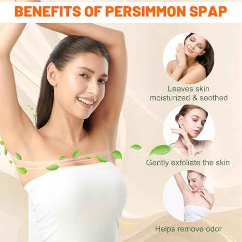 3Pack Natural Persimmon Soap Bar for Body Odor Control, Organic Deodorant Body Persimmon Bar Soap for Old People Smell, Remove Odor Bath Body Wash for Women & Men