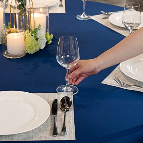 Restaurantware Table Tek 72 x 30 Inch Round Table Covers 1 Washable Spandex Tablecloths - Wrinkle-Free Durable Blue Polyester Fitted Tablecloths for Parties Banquets or Weddings