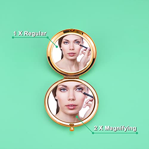 2 PCS Gymnastics Lover Gifts Encouragement Gift Compact Makeup Mirror Gymnastics Gifts Gymnast Inspirational Gift for Women Folding Makeup Mirror for Gymnasts Team Christmas Birthday