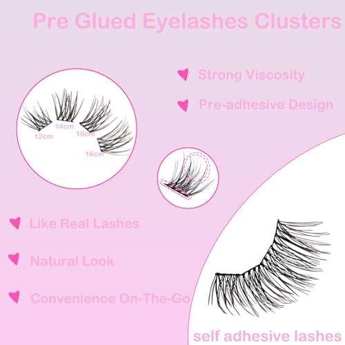 JIAAN Self Adhesive Lash Clusters 100 Pcs Kit - Pre Glued