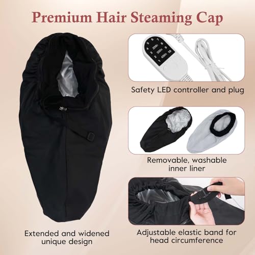 Heat Cap for Deep Conditioning Hair Steamer with 10-Level Temperature Control