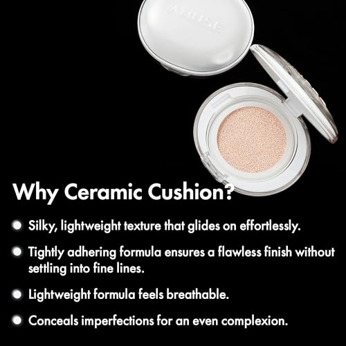 Amuse SEOUL Ceramic Skin Perfector Cushion Foundation Refill 01 PORCELAIN | Long-lasting, Lightweight, Semi-matte, Flawless Coverage, Hypoallergenic, Korean Beauty, Vegan, Refill (15g / 0.52 oz.)