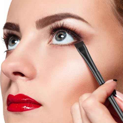 12 Pack Angled Eyeliner Brush Set Eyebrow Brushes, Flat Eyebrow Tint Brush, Ultra Thin Makeup Brush, Fine Slanted Eyebrow Brush Applicator, Eye Makeup Brush Applicator