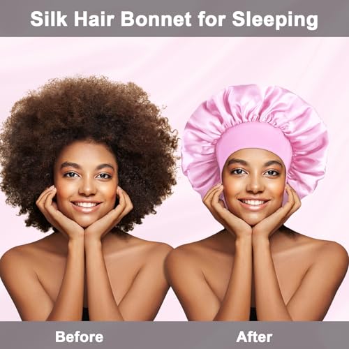 Satin Silk Hair Bonnet for Sleeping, 2-Pack Extra Large