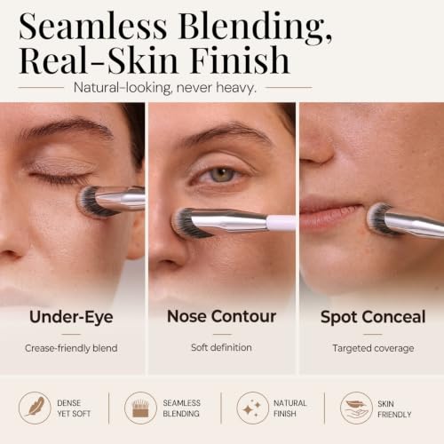 Concealer Makeup Brushes 2-Pack Angled for Liquid & Cream