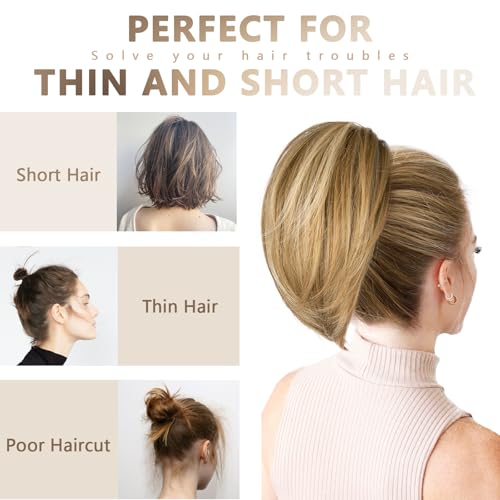 Clip-In Ponytail Extension 10" - Dark Blonde Highlights