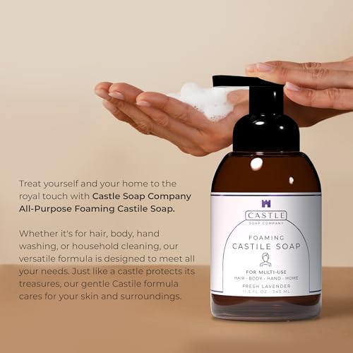 Castile Soap Liquid Unscented 11.5Oz-All Purpose Liquid Castile Soap Unscented Gentle Cleanser For Hair Body Wash Hand Wash Home Nourishing Formula Gentle on Skin For All Ages Daily Care-FoamingBottle