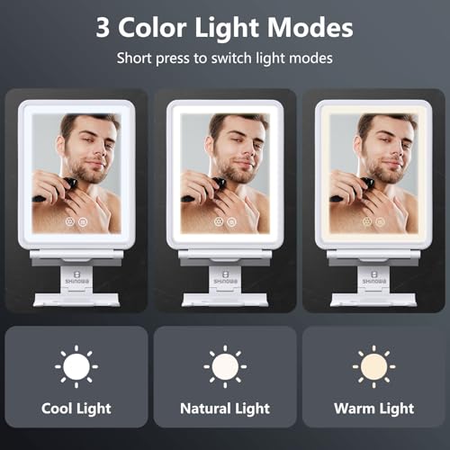 Heated Fogless Shower Mirror with 3-Color Dimmable Light