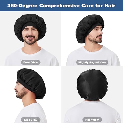 Selalu 3-Pack Satin Sleep Bonnet for Women & Men - Color 02, Comfortable & Soft Elastic Band