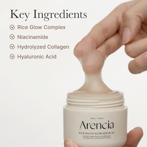 Arencia Rice Mucin Overnight Glow Face Mask Serum 30, 1.76 oz, Plumps Skin with Hyaluronic Acid (Pack of 2)
